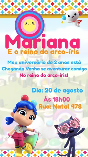 Convite Aniversário Vera e o Reino do Arco Íris para Editar