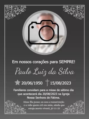 Convite Missa de Sétimo Dia com Foto para Editar Online