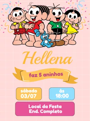 Invitation d'anniversaire Turma da Mônica – Statique – Jonathan Fiuza