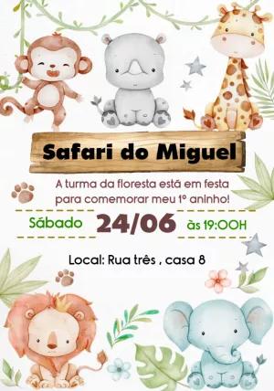 Safari Birthday Invitation – Static – Baby Convites