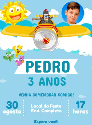 Convite Aniversário Mundo Bita com Foto para Editar Online