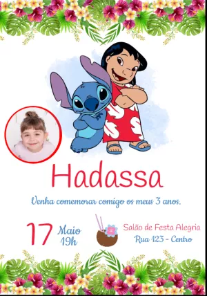 Invitación de cumpleaños Stitch – Estático – Convites e Artes Digitais