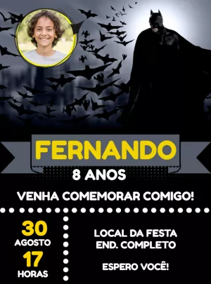 Invitación de cumpleaños Batman – Estático – Jonathan Fiuza