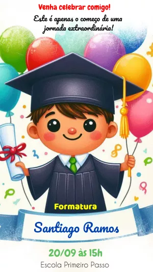 Convite Formatura Infantil Menino para Editar Online
