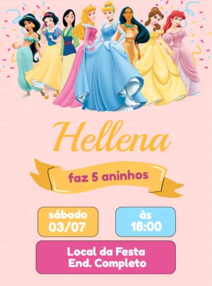 Invitación de cumpleaños Princesas – Estático – Jonathan Fiuza