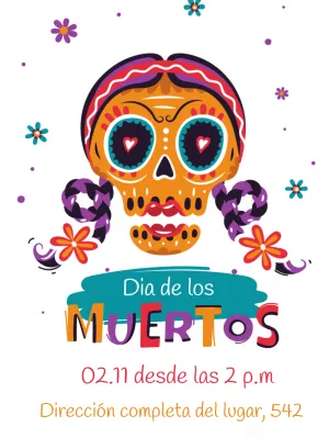 Invitación Día de los Muertos con calavera para Editar Online