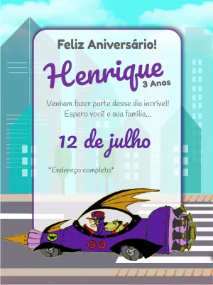 Convite de Aniversário Corrida Maluca para Editar Online