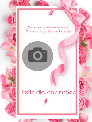 Cartão Dia das Mães com Foto e Rosas para Editar Online