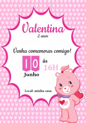 Convite de Aniversário Ursinhos Carinhosos para Editar Online