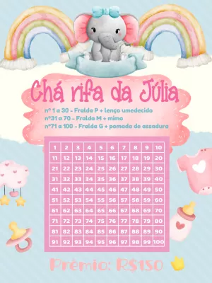 Chá Rifa Elefantinha Arco-Íris para Editar Online e Imprimir