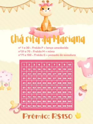 Chá Rifa de Fraldas Girafinha para Editar Online