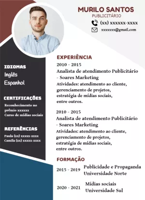 Modelo de Currículo com Foto Profissional Editável Online