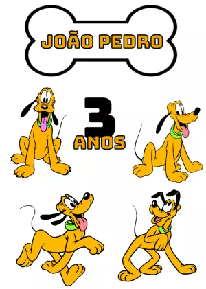 Topo de Bolo Pluto para Aniversário Editável para Imprimir