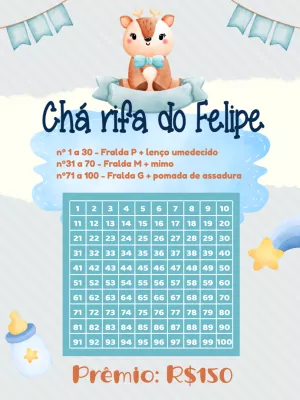 Chá Rifa de Fraldas Cervinho Aquarela para Editar Online