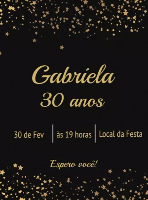 Convite de Aniversário Estrelas Douradas para Editar Online