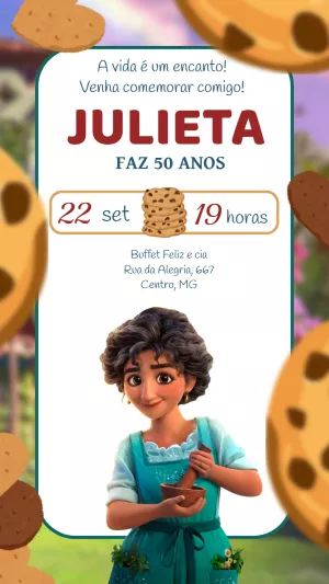 Convite Aniversário Encanto com Julieta para Editar Online