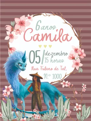 Convite de Aniversário Raya e o Último Dragão para Editar
