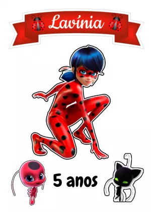 Topo de Bolo Ladybug para Aniversário para Editar Online