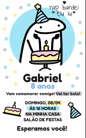 Convite de Aniversário Flork Menino para Editar Online