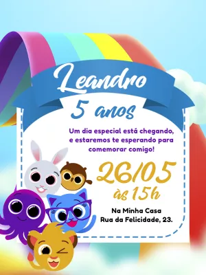 Convite de Aniversário Bolofofos com Personagens para Editar