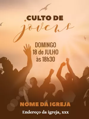 Folheto para Culto de Jovens Moderno para Editar Online