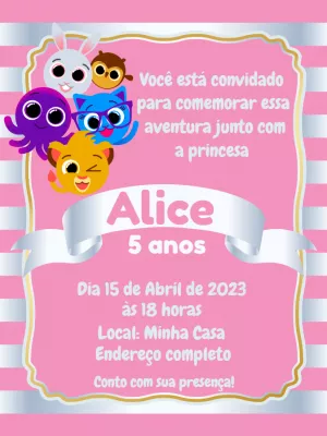 Convite de Aniversário Bolofofos com Personagens para Editar