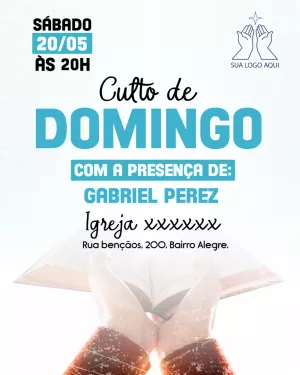 Convite para Culto de Domingo Editável Online