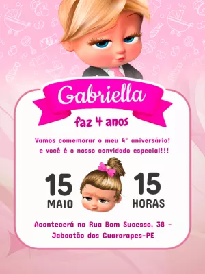 Convite de Aniversário Poderosa Chefinha para Editar Online