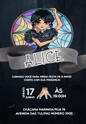 Invito di compleanno Mercoledì – Statico – Convites Personalizados