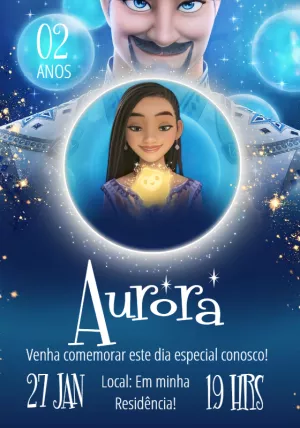 Convite de Aniversário Wish com Personagens para Editar Online