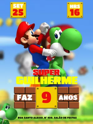 Invito di compleanno Super Mario – Statico – Victor designer