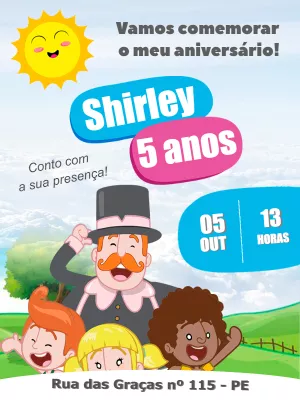 Convite de Aniversário Mundo Bita com Personagens para Editar