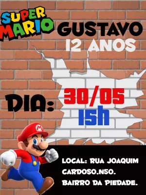Invito di compleanno Super Mario – Statico – Gley Leobas