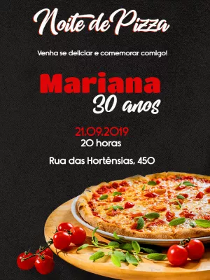 Convite de Aniversário Pizza Temático para Editar Online