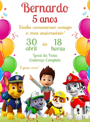 Invito di compleanno Paw Patrol – Statico – Decore Arte