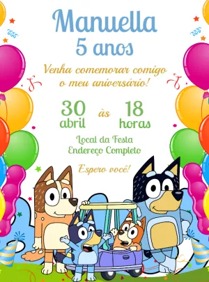 Invito di compleanno Bluey – Statico – Decore Arte