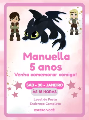 Convite Aniversário Como Treinar o Seu Dragão para Editar Online