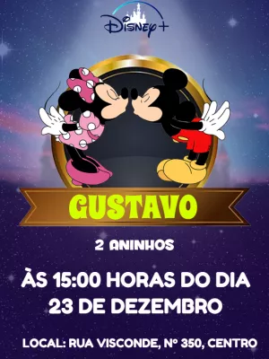 Convite de Aniversário Mickey e Minnie para Editar Online