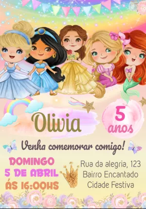 Invitación de cumpleaños Princesas – Estático – Cindy
