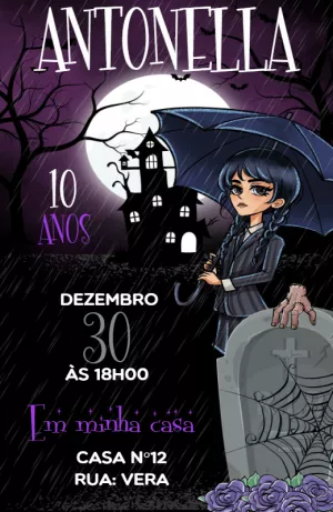 Invito di compleanno Mercoledì – Statico – Convites Personalizados
