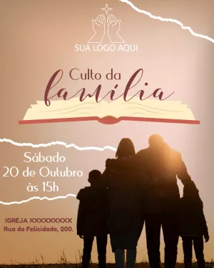 Convite para Culto da Família Editável Online