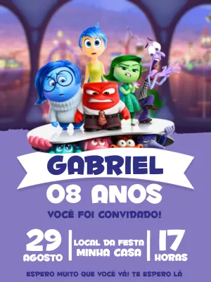 Convite Aniversário Divertida Mente para Editar Online
