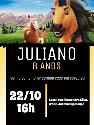 Convite de Aniversário Spirit o Corcel Indomável para Editar