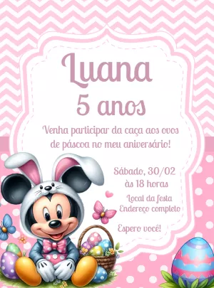 Convite Aniversário Páscoa Mickey para Editar Online