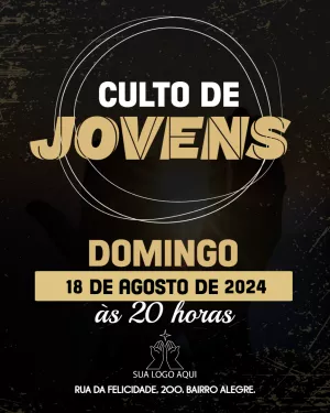 Convite para Culto de Jovens Moderno para Editar Online