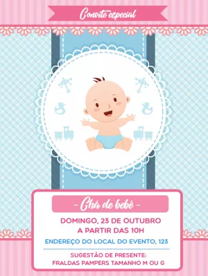 Convite Chá de Bebê Menino Delicado para Editar Online