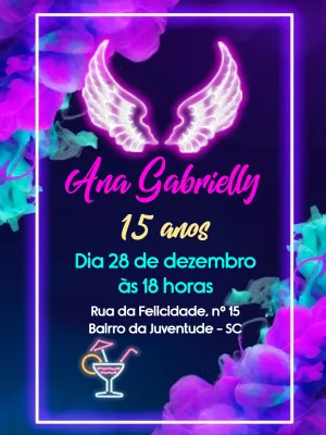 Convite de 15 Anos Estilo Euphoria Neon para Editar Online