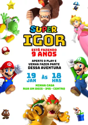 Invito di compleanno Super Mario – Statico – Jotta