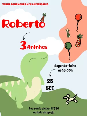 Invitación de cumpleaños Dinosaurio – Estático – Victor designer