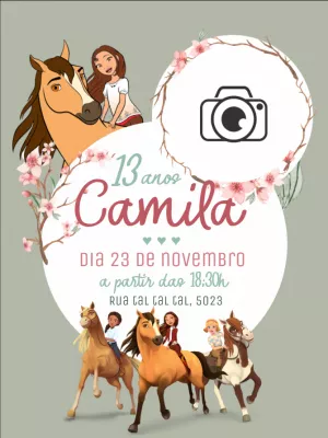 Convite de Aniversário Spirit o Indomável com Foto para Editar